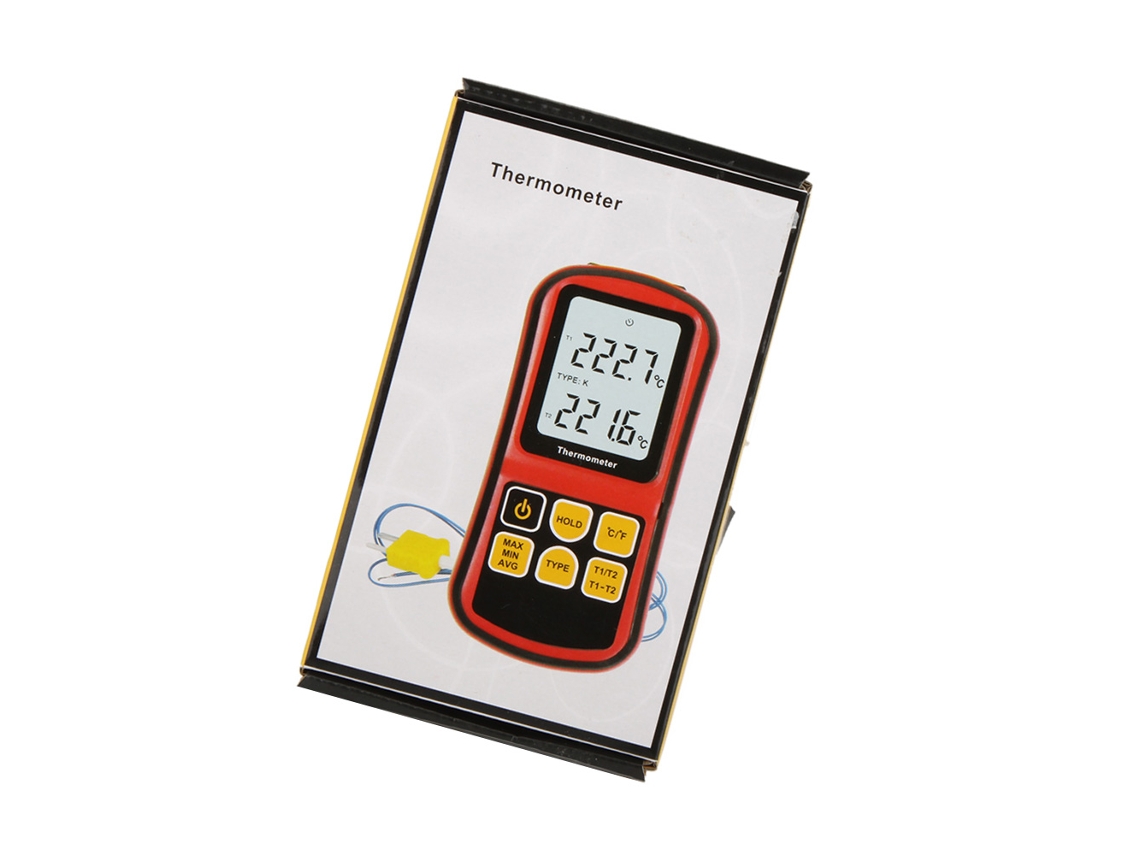 Termómetro Digital De Doble Canal Gm1312 Para Termopares K/j/t/e/r/s/n Con Pantalla Lcd Y Retroiluminación.