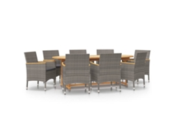 Maison Exclusive - Juego De Comedor De Jardín 9 Piezas Con Cojines Gris