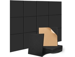 Paneles Acústicos Decorativos Autoadhesivos Para Pared, Para Aislamiento Acústico Y Tratamiento Del Sonido (24 Unidades, Negro/30x30cm) Gertiz