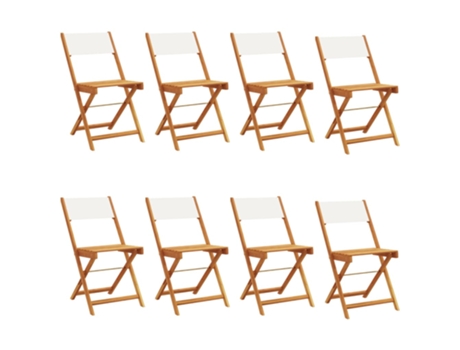 Conjunto 8 Silla De Jardín VIDAXL Blanco Madera