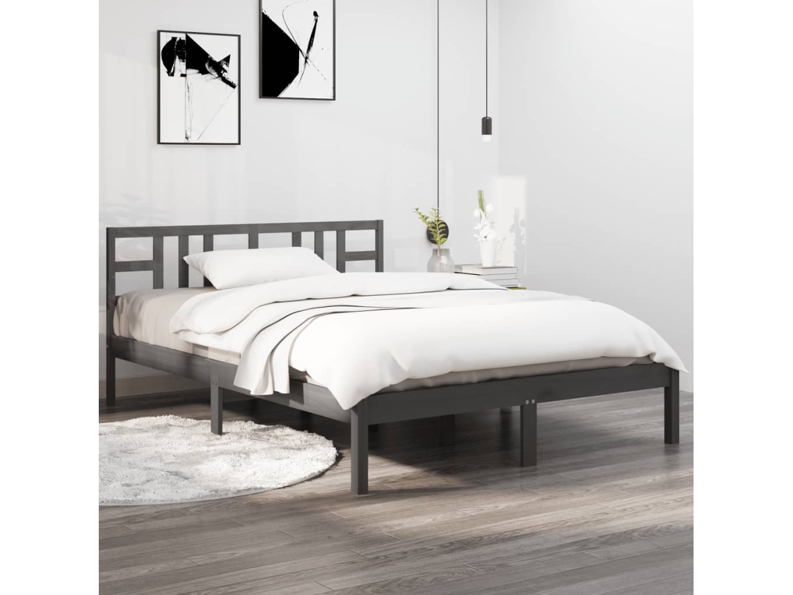 Estructura de cama doble de madera maciza 135x190 cm - referencia