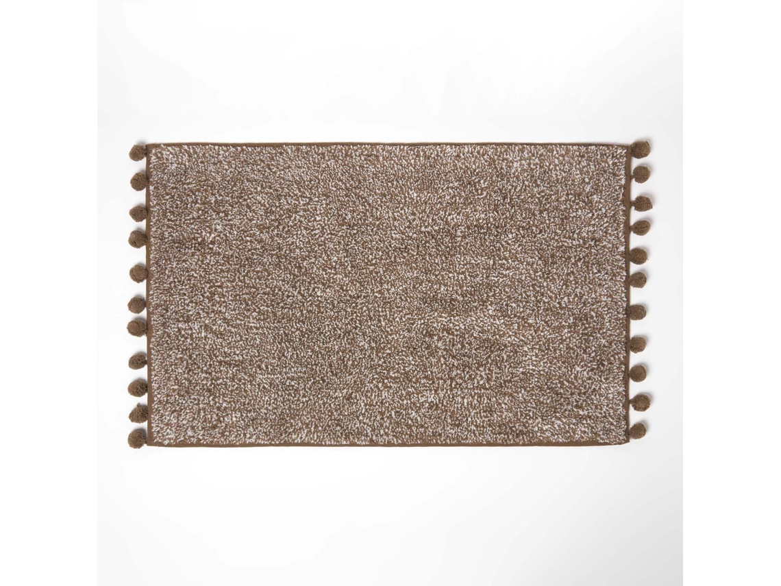 Homescapes Tufted Chocolate Brown 100 Cotton Bath Mat With Pom Pom Edges 50 X 80 Cm