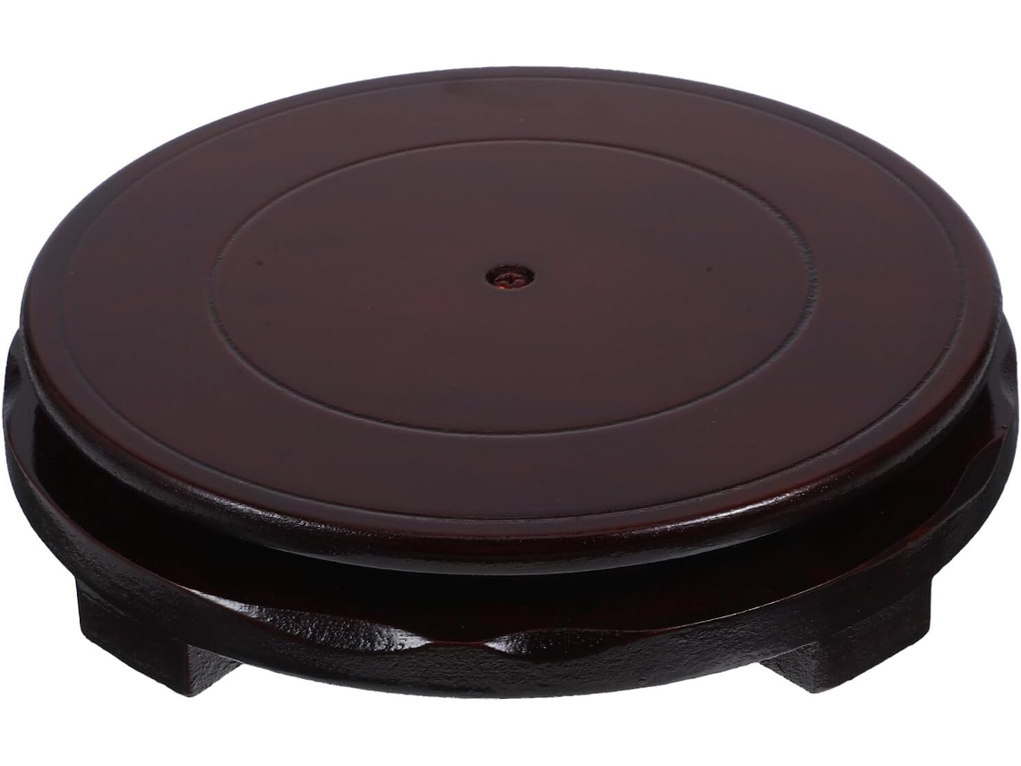 Soporte Giratorio De Madera Para Plantas De Estilo Oriental Con Base Estable.