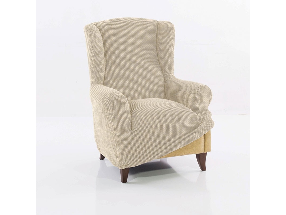 Maxifundas | Funda Sillon Orejero Super Elástica Relive | Color Beig | Alta Elasticidad Y Tacto Suave | Hecho En España.