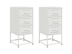 Maison Exclusive - Mesitas De Noche 2 Unidades Acero Blanco 36x39x78 Cm