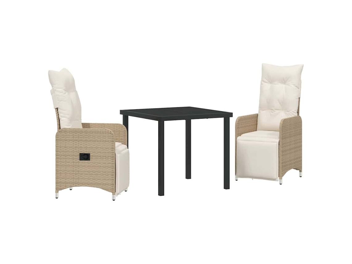 Conjunto De Comedor De Jardín 3 Uds | Mueble De Jardín Beige Ratán Sintético