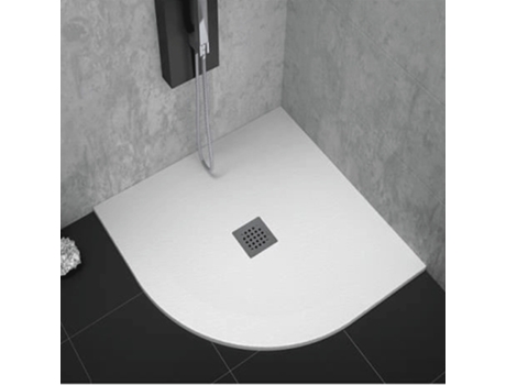 Plato de ducha cuarto de círculo STRATO 90x90 cm Blanco Resistente y Fácil de instalar Baño Ducha