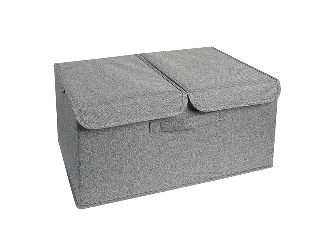Organizador De Lencería Y Calcetines Con Doble Tapa, Caja De Almacenamiento Plegable En Gris Oscuro.