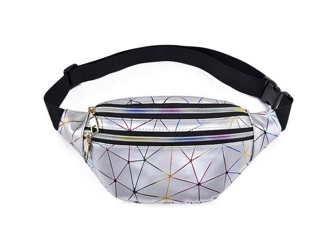 2026-bolsa Cintura 2025 De Cuero Pu Holo, Mochila Lumbar Brillante Ajustable Para Fiesta, Viajes Y Deportes, Color Plata