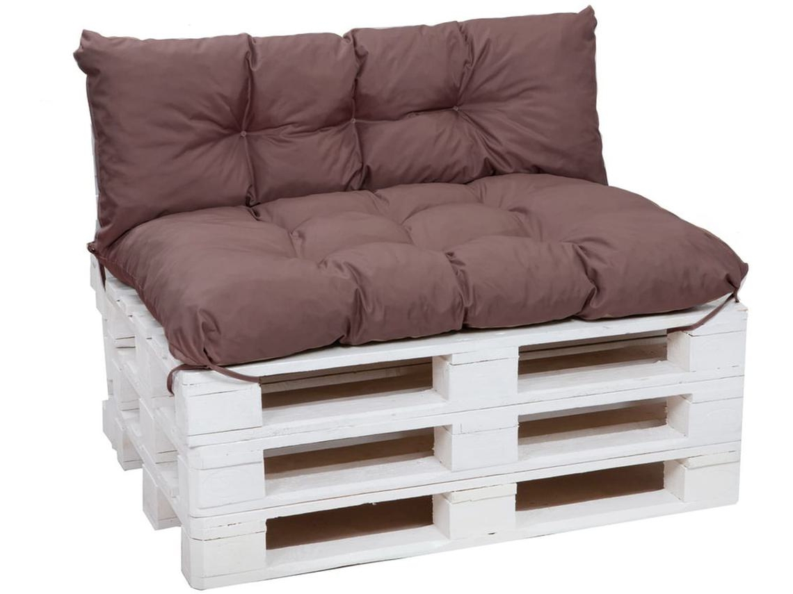 Conjunto cojines para palets 120x50 Asiento y 120x40cm Respaldo Marrón cojines sofá - cojín palet interior-exterior