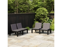 Lovely Home Bancos de Jardín con Cojines 2 Pcs Plástico Gris