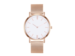 Reloj De Cuarzo Para Hombre Con Brazalete De Malla De Acero Rosa, Redondo, Moderno.