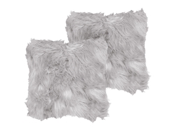 Conjunto De 2 Almofadas Decorativas Beliani Lubha De Pelo Sintético Cinzento 45x45x7