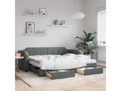 Sofá Cama Nido Con Cajones Tela Gris Oscuro 100x200 Cm