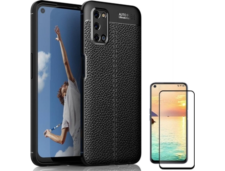 Carcasa y Protector Oppo A52 Rugged Leather Negro
