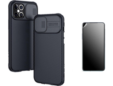 Kit Carcasa y Protector iPhone 12 Pro Max Ultimatte, Nillkin Camshield Negro