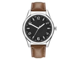 Reloj De Muñeca De Aleación Con Esfera Redonda Analógica Cuarzo Para Hombres (café Oscuro Con Esfera Negra)