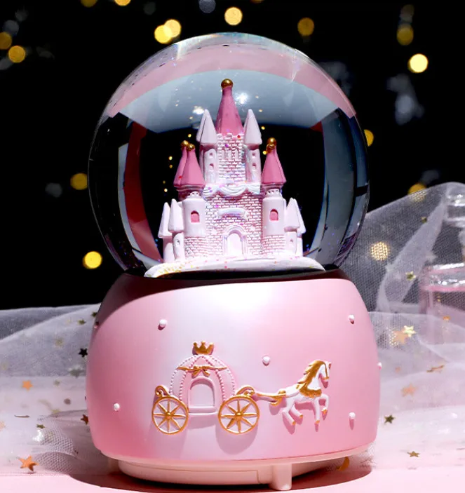 (estilo 2) Bola De Cristal De Castillo, Copo De Nieve, Luz Flotante, Altavoz, Decoración Para Habitación De Niña