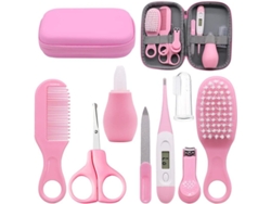 Kit De Higiene Para Bebé De 8 Piezas, Accesorios Para El Cuidado Del Recién Nacido Con Caja Con Cremallera, Set Para El Cuidado Del Cabello, Set Para El Cuidado De Las Uñas Y Termómetro, Rosa.