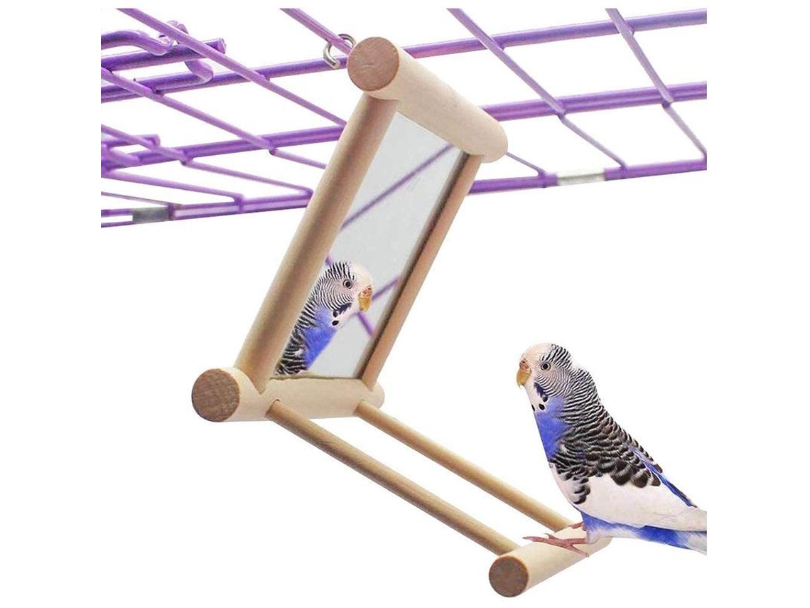 2026-juguete Columpio De Madera Con Espejo Para Aves, Juguete Para Jaula De Loro, Entretenimiento Y Ejercicio Para Periquitos, Cotorras Y Más