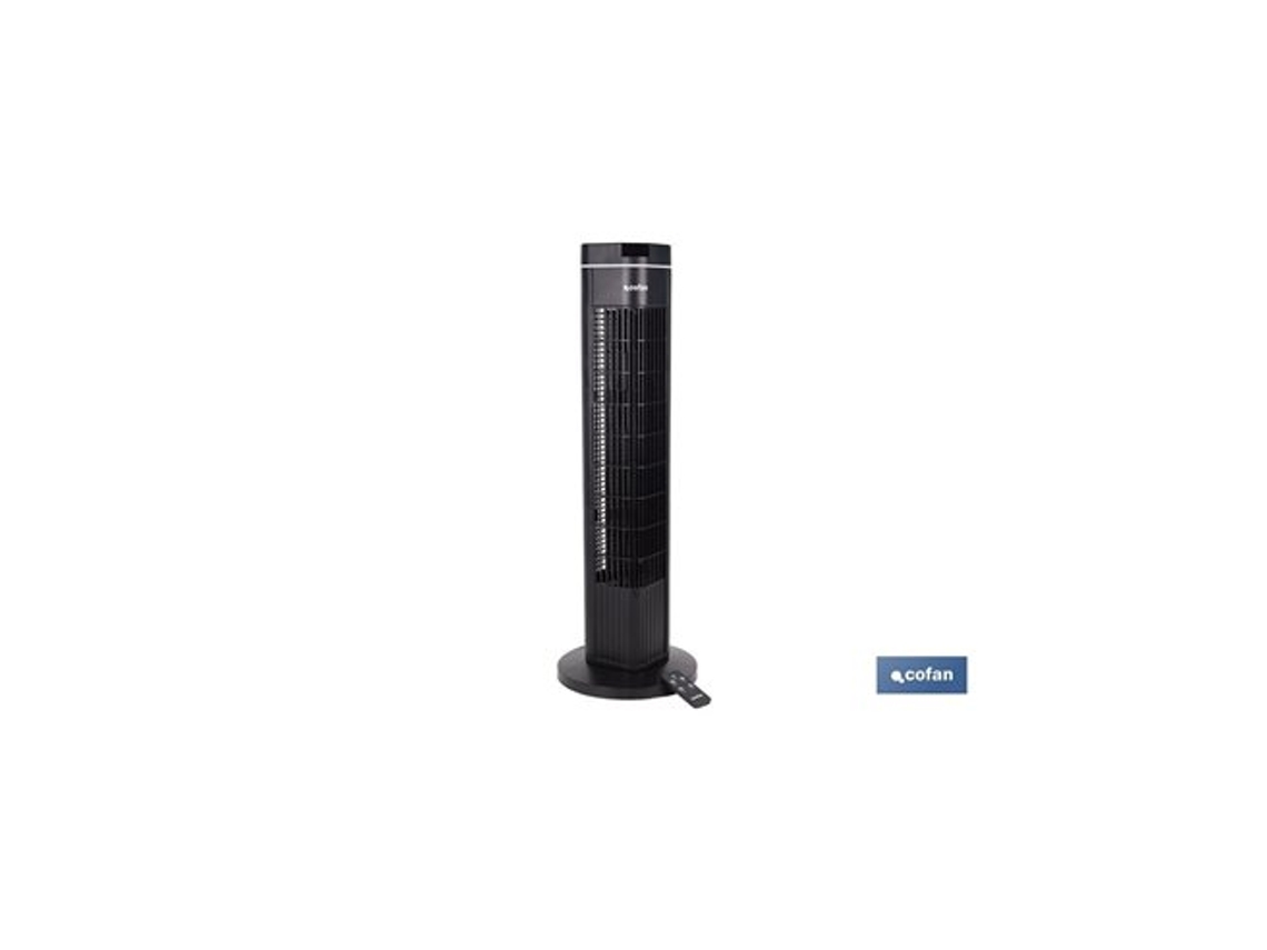Ventilador Silencioso De Torre Con Control Remoto (50w 230v) Ip20 Ø24,5x73cm Color Negro