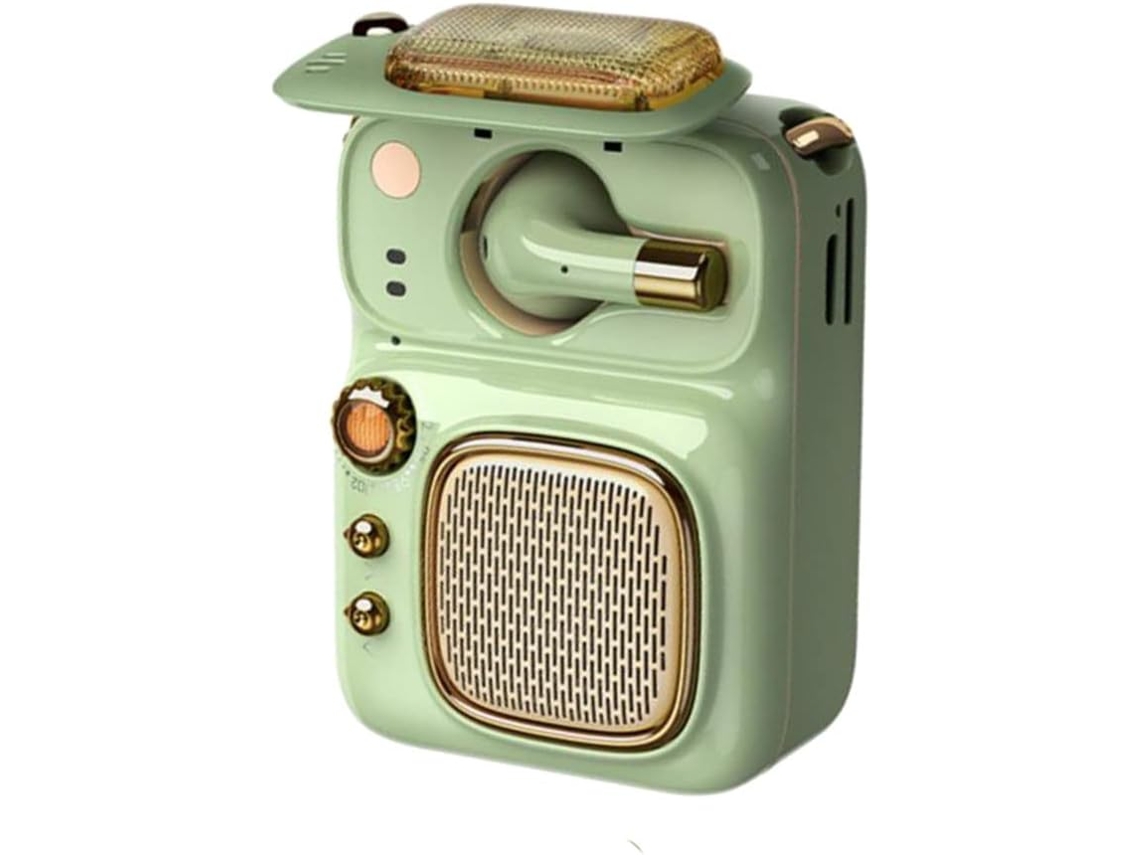 Mini Altavoz Retro Bluetooth 5.0 - Radio Recargable - Estilo Vintage - Audio - Incluye Auriculares