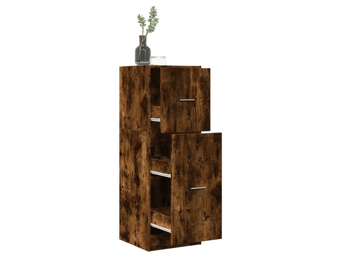 Armario Botiquín Madera Ingeniería Roble Ahumado 40x41x118 Cm