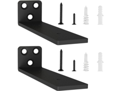 Soporte De Estante Flotante - Paquete De 2 - Estantería De Metal En Forma De L - Negro/15 Cm