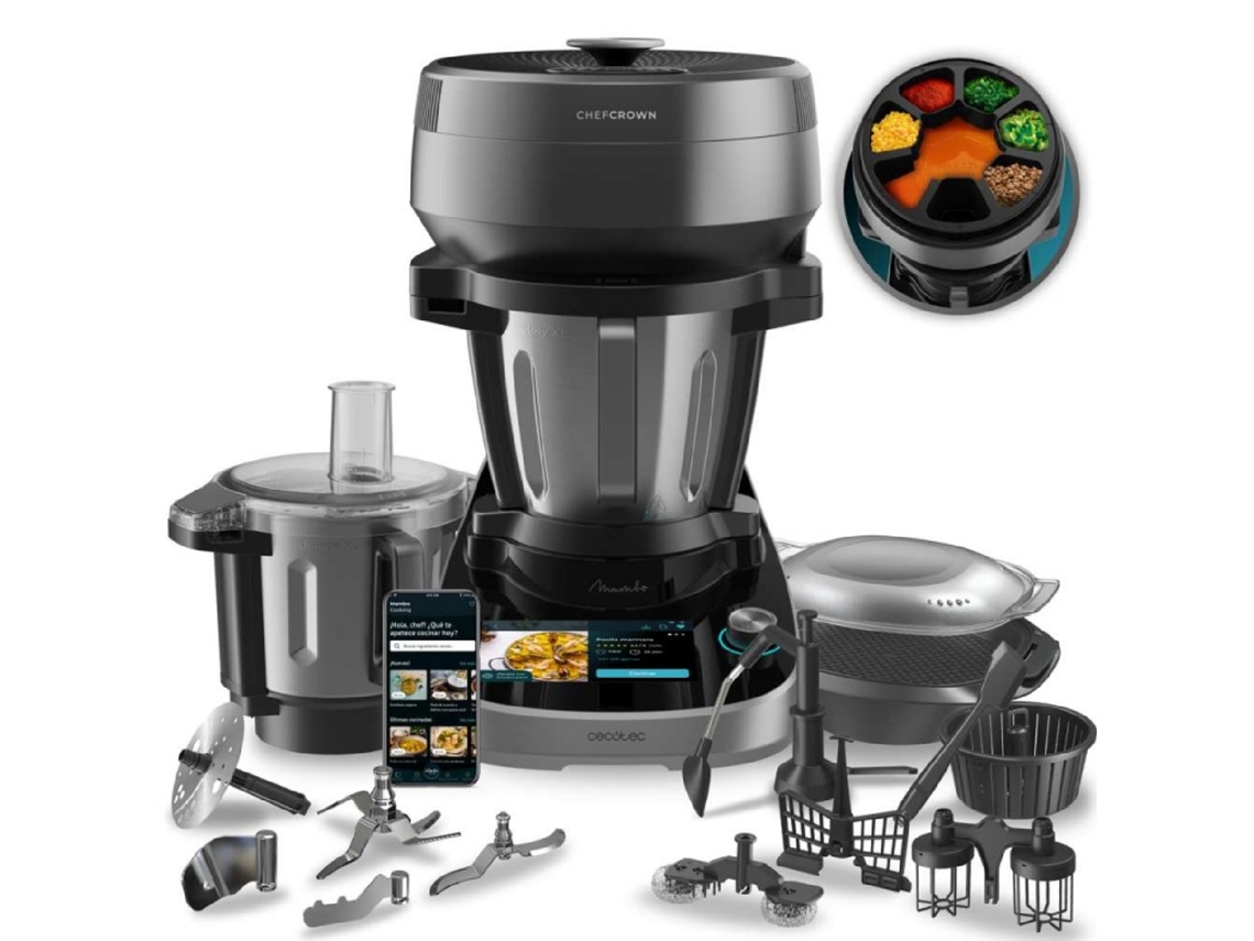 Robot de Cocina Multifuncional con Dispensador de Alimentos. Cecotec
