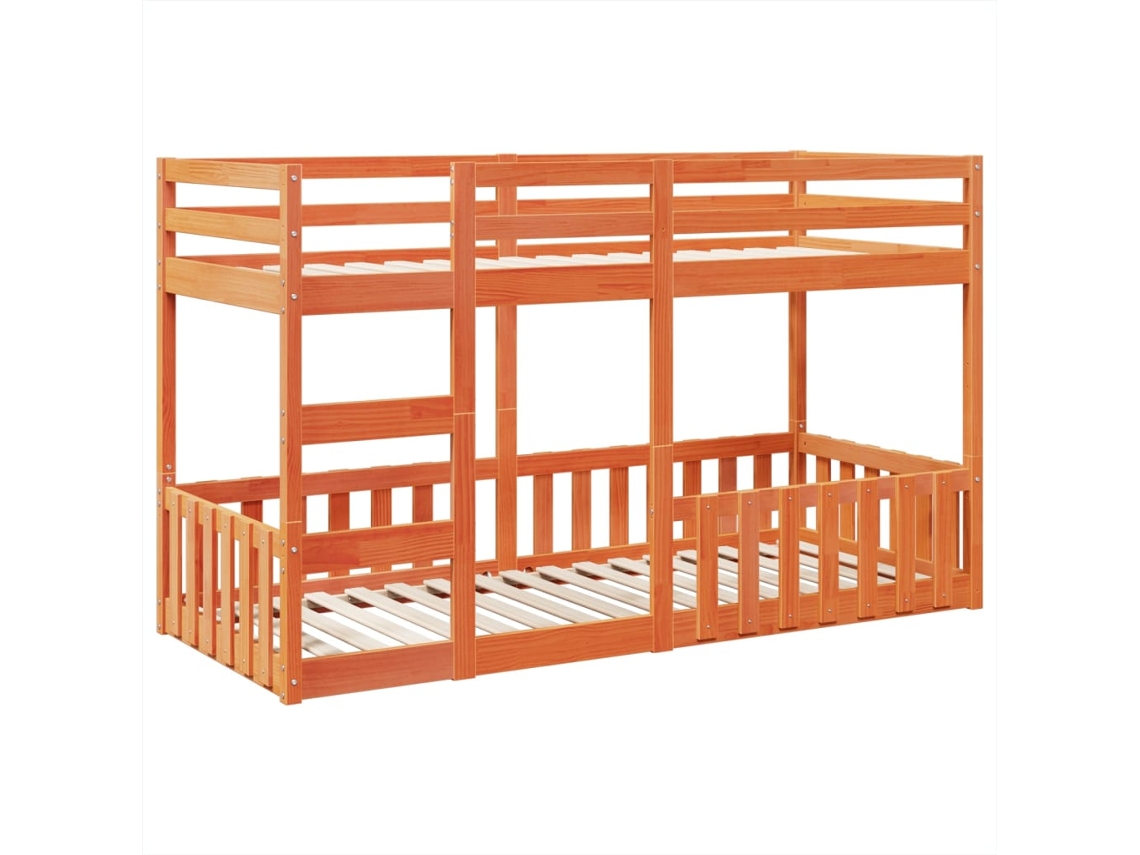 Litera 80x200 Cm Madera Maciza De Pino Cera Marrón Dkd Home Decor