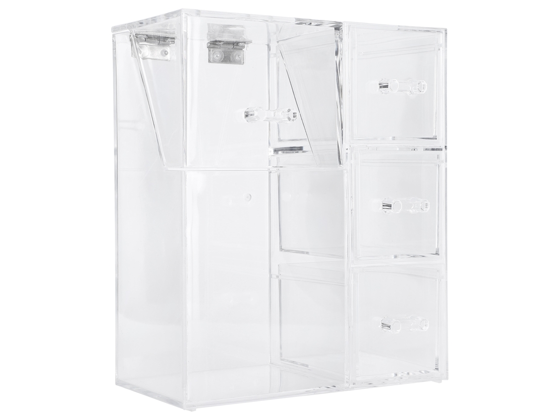 Organizador de cosméticos (cilindro para brochas y 3 cajones)