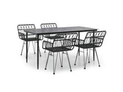 VIDAXL Juego De Comedor De Jardín 5 Piezas Ratán Sintético Negro