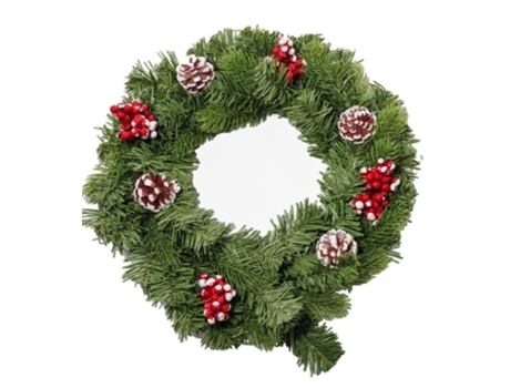 Corona de Navidad Artificial Decoración navideña Corona Adorno para puerta mesa 40cm