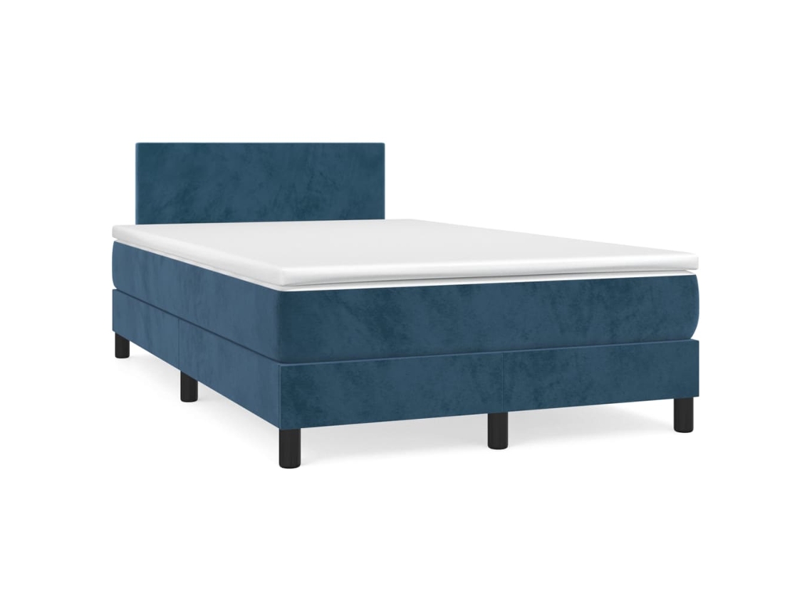 Maison Exclusive - Cama Box Spring Con Colchón Terciopelo Azul Oscuro 120x200 Cm