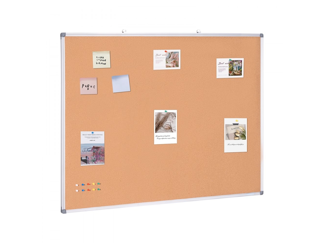 Tablero de corcho de 120x90 cm con marco de aluminio para notas y organización Tekmaquinas