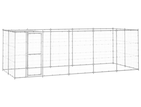 vidaXL Perrera de exterior de acero galvanizado con techo 12,1 m²