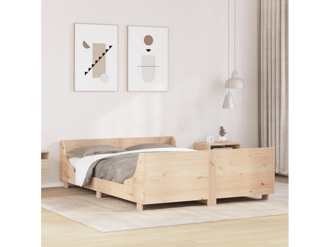 Estructura De Cama Sin Colchón Madera De Pino Maciza 120x200 Cm