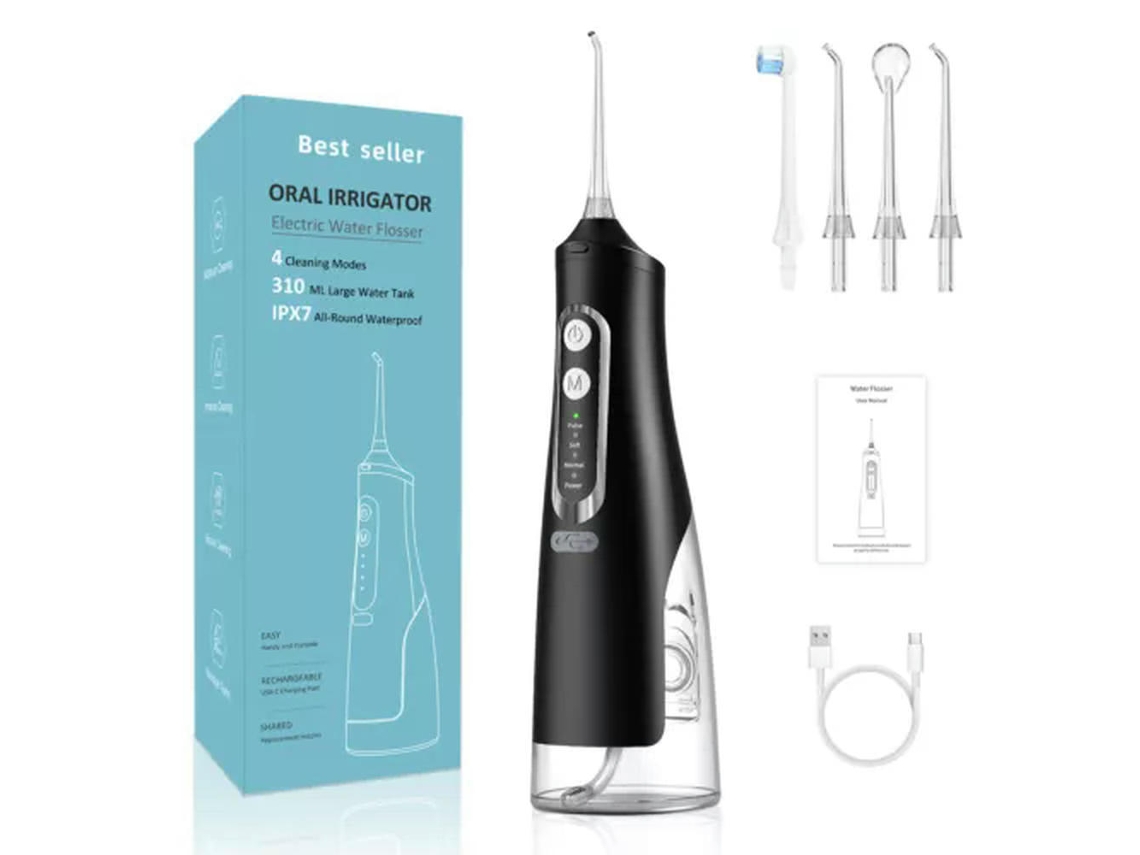 Irrigador Bucal Usb Portatil Dental Chorro De Agua 310ml Negro Gertiz
