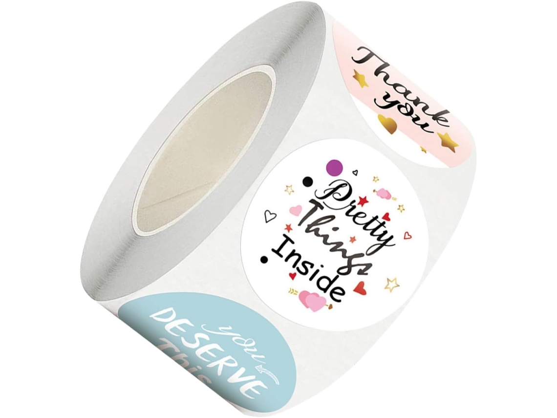 Rollo De Pegatinas Autoadhesivas Solustre De Agradecimiento Para Bodas Y Festivales, Multicolor Para Uso Doméstico E