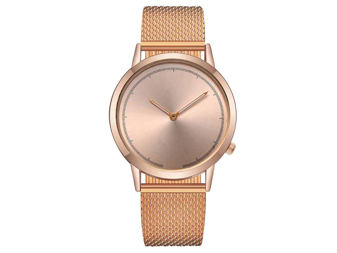 Reloj De Pareja Vansvar Simple Dial Acero Inoxidable Cuarzo Unisex Oro Rosa