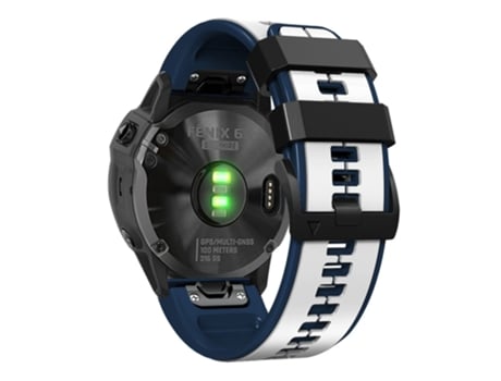 Correa de Silicona dos colores 22mm para Garmin Descent G1/Fenix 7/Fenix 6 Pro/Fenix 5 Plus - blanco/azul