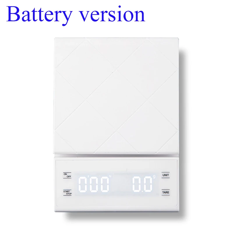 (Blanco, 3 kg, 0,1 g) Báscula de cocina electrónica de alta precisión para café, con temporizador.