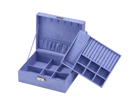 Caja de almacenamiento de joyas de terciopelo-púrpura