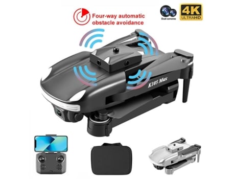 VPCOMERCIAL - Drone K105 Max con cámara dual 4K Evitación inteligente de obstáculos (2 baterías - Duración de la batería: 15 min - Negro)