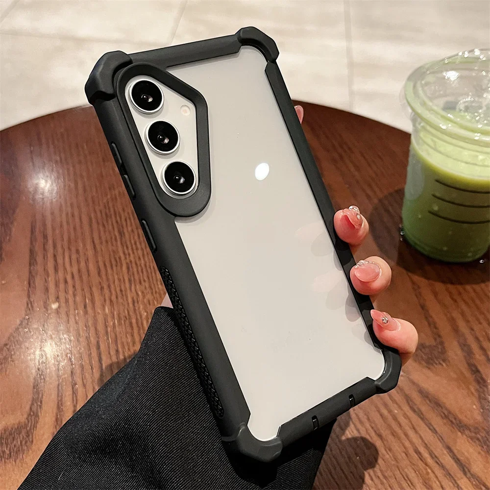 (samsung A06, Negro) Funda De Lujo Transparente De Doble Capa Reforzada Para Teléfono Samsung