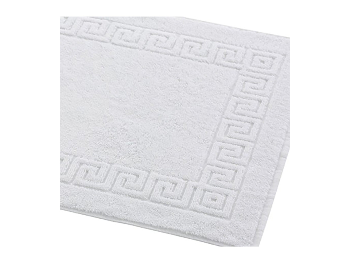 Alfombra Baño Hotel Spa 50x60 Cm Algodón 650 G/m² Greca Absorbente | 1 Ud. Blanco