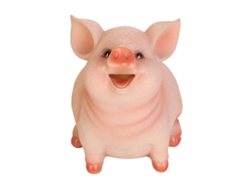 Hucha Cerdo Resina Forma Moneda, Ranura Ingreso Monedas, Regalo Infantil Rosa Tamaño L