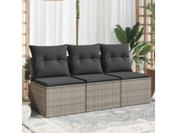 Sofá de jardín de 3 plazas con cojines de ratán gris Lovely Home