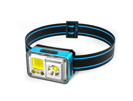 Linterna frontal LED recargable, USB con batería de 1200 mAh para pesca, camping, lectura, senderismo, ciclismo, etc.(Azul) CHRONUS