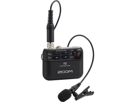 Grabadora de Voz ZOOM Portatil C/Micro De Lapela F2 Black